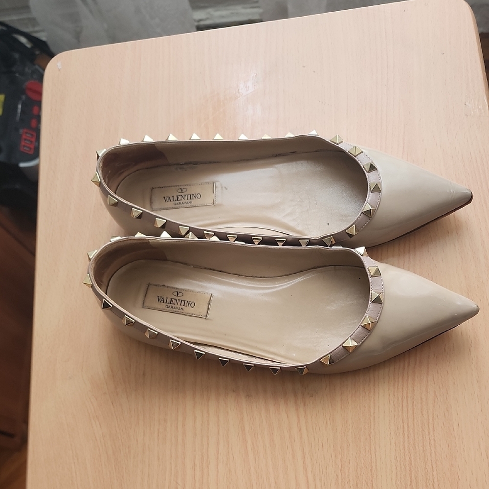 Valentino Women's Beige Studded Loafers - Picture 3 of 7